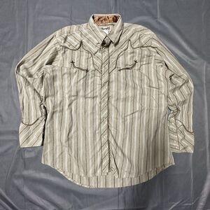 Vintage Wrangler Authentic Western Wear Pearl Snap Shirt Mens XL Brown 2000s Y2K